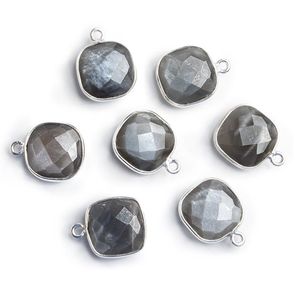 Silver Bezeled Gray Moonstone Faceted Cushion Pendant 1 Piece - The Bead Traders