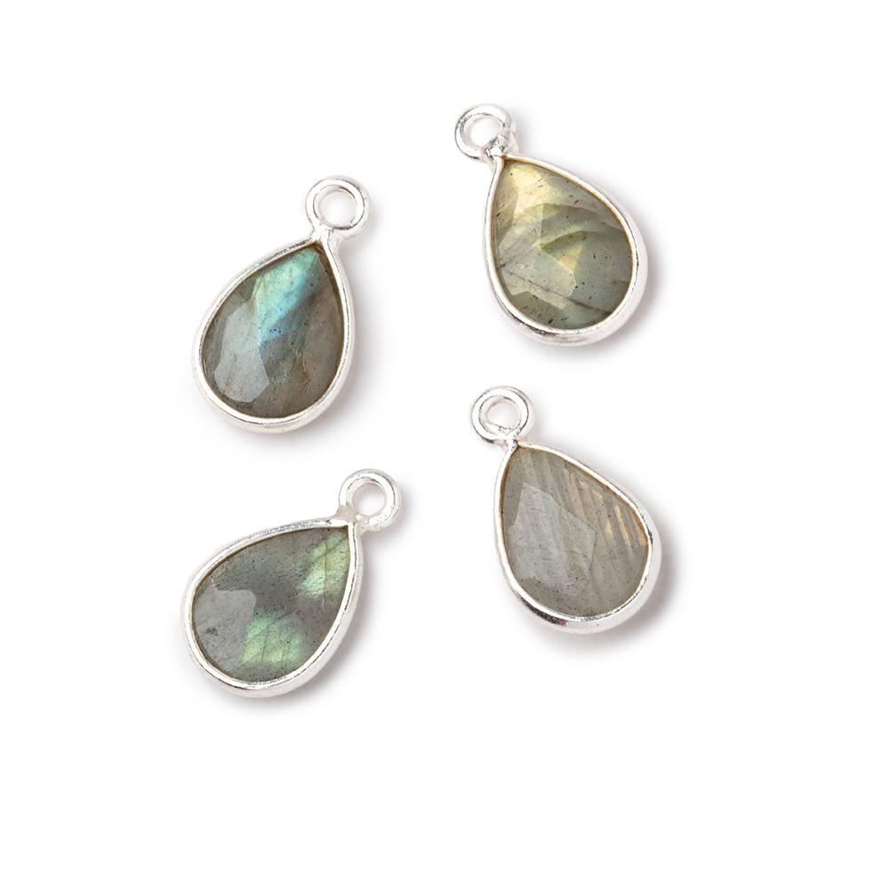 Silver Bezeled Labradorite Faceted Pear Pendants Set of 4 - The Bead Traders