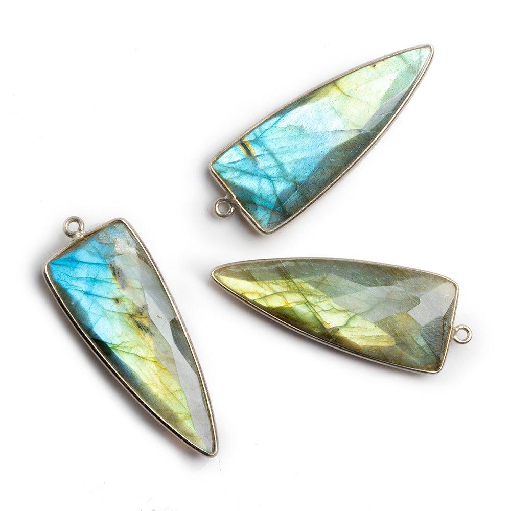 Silver Bezeled Labradorite Faceted Shield Pendant 1 Piece - The Bead Traders
