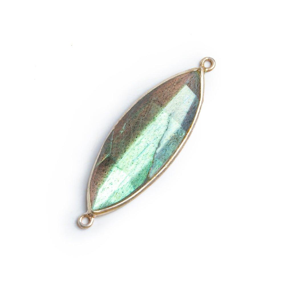 Silver Bezeled Labradorite Marquise Connector - The Bead Traders