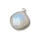 Silver Bezeled Rainbow Moonstone Faceted Cushion Pendant 1 piece - The Bead Traders