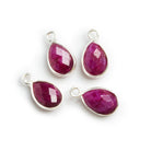 Silver Bezeled Ruby Pear Pendants Set of 4 - The Bead Traders