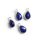 Silver Bezeled Sapphire Pear Pendants Set of 4 - The Bead Traders