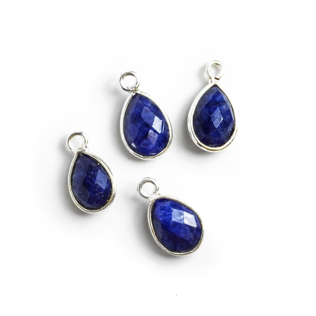 Silver Bezeled Sapphire Pear Pendants Set of 4 - The Bead Traders