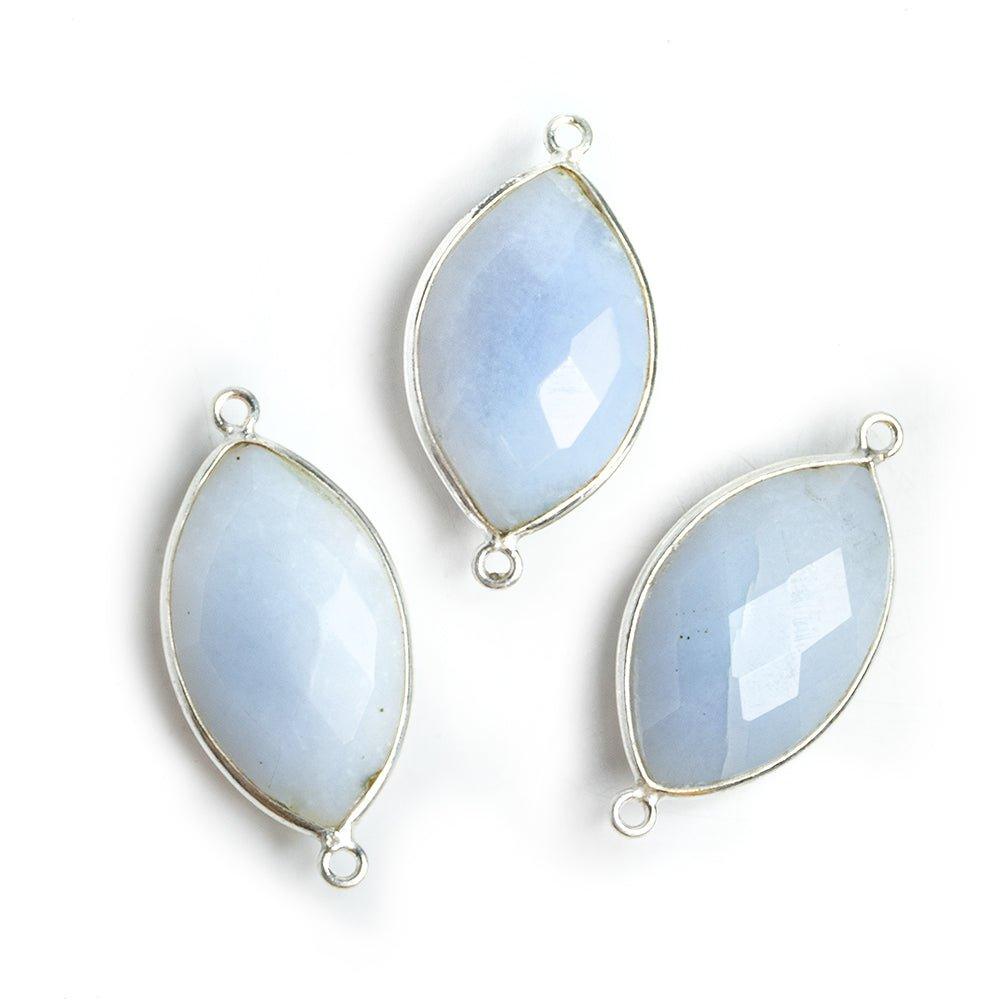 Silver Bezeled Turkish Blue Chalcedony Marquise Pendant 1 Piece - The Bead Traders