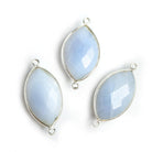 Silver Bezeled Turkish Blue Chalcedony Marquise Pendant 1 Piece - The Bead Traders