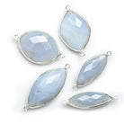 Silver Bezeled Turkish Chalcedony Connectors - Lot of 5 - The Bead Traders