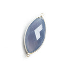 Silver Bezeled Turkish Chalcedony Marquise Connector 1 Piece - The Bead Traders