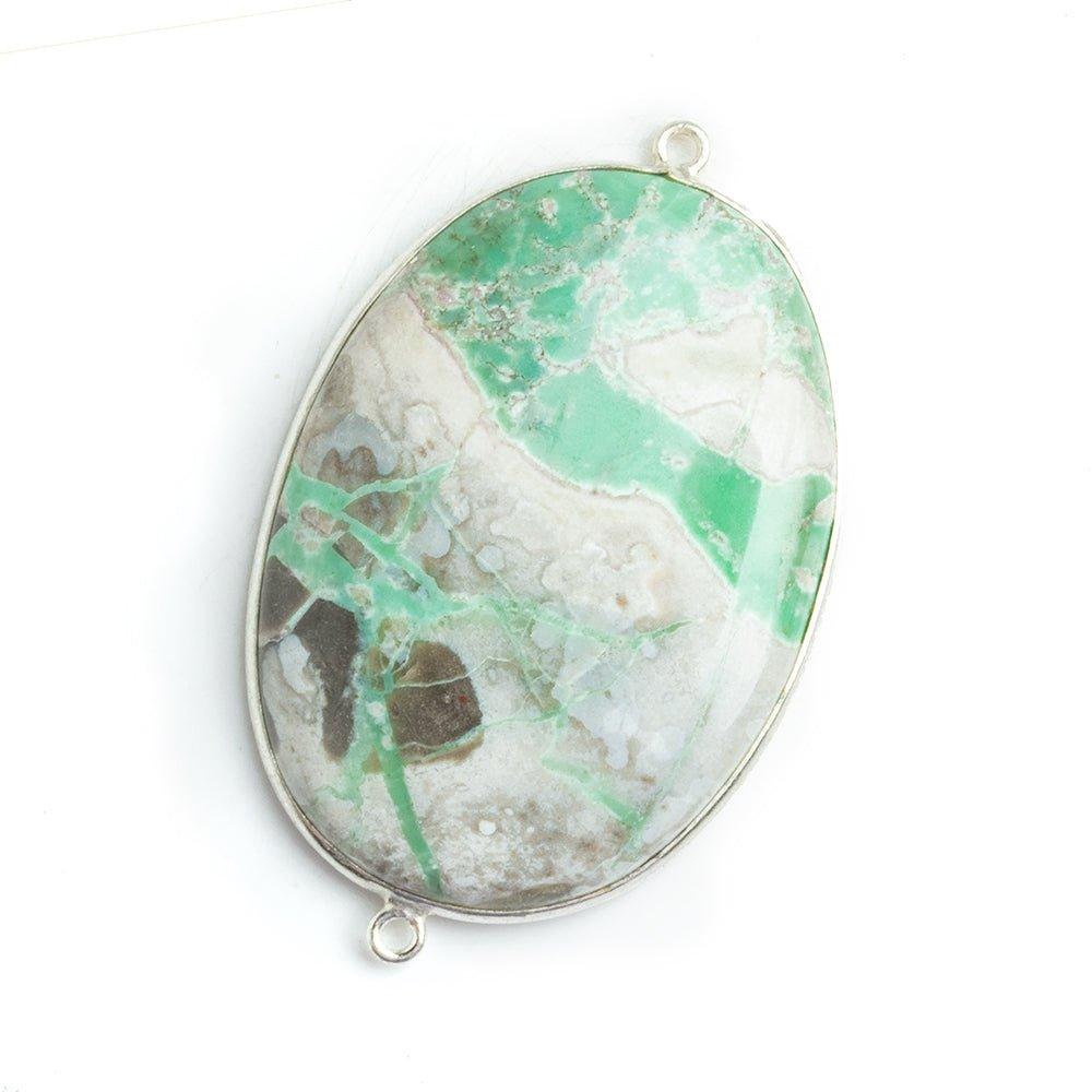 Silver Bezeled Variscite Oval Connector - The Bead Traders