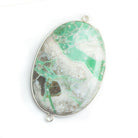 Silver Bezeled Variscite Oval Connector - The Bead Traders