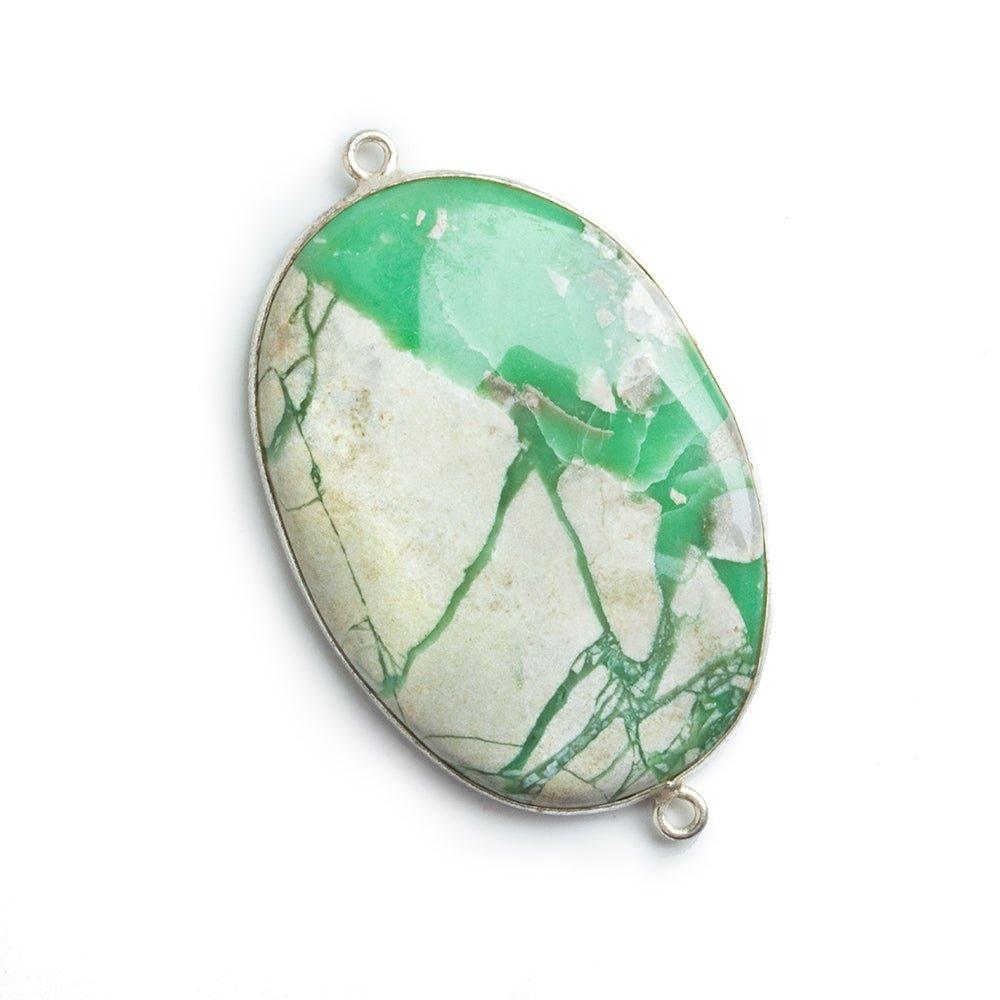 Silver Bezeled Variscite Oval Connector - The Bead Traders
