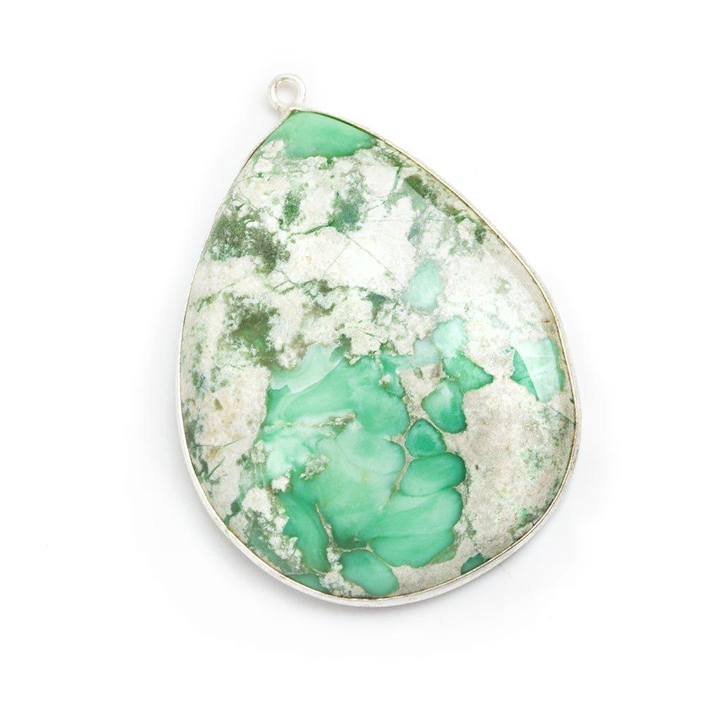 Silver Bezeled Variscite Pear Pendant - The Bead Traders