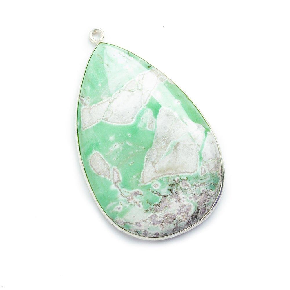Silver Bezeled Variscite Pear Pendant - The Bead Traders