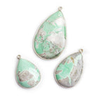 Silver Bezeled Variscite Pear Pendants - Lot of 3 - The Bead Traders