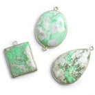Silver Bezeled Variscite Pendants - Lot of 3 - The Bead Traders
