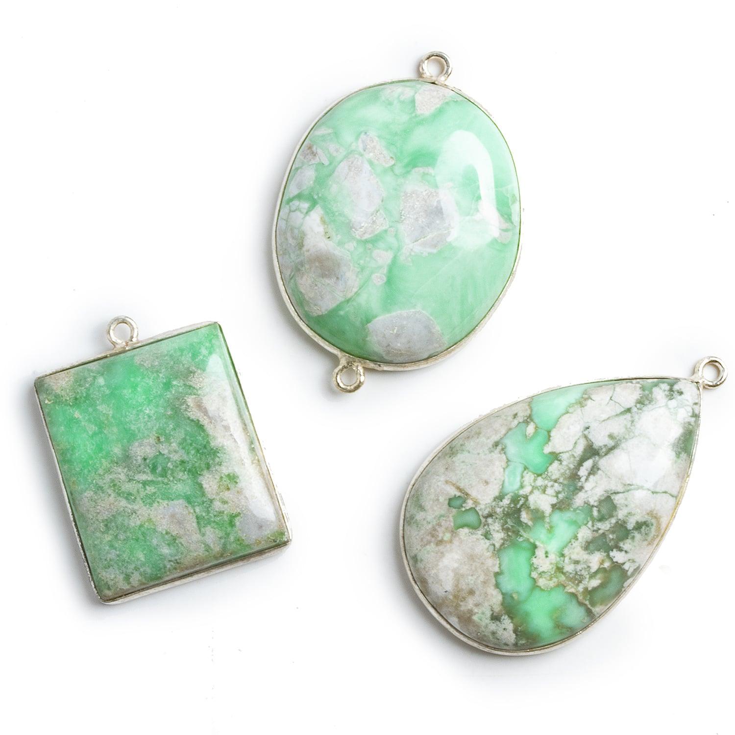 Silver Bezeled Variscite Pendants - Lot of 3 - The Bead Traders