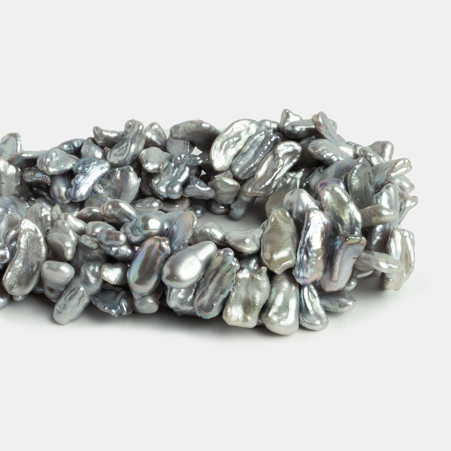 Silver Biwa Freshwater Pearl 15 inch 48 pieces - The Bead Traders