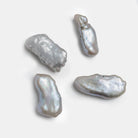 Silver Biwa Side Drilled Freshwater Pearl Focals - Set of 4 - The Bead Traders