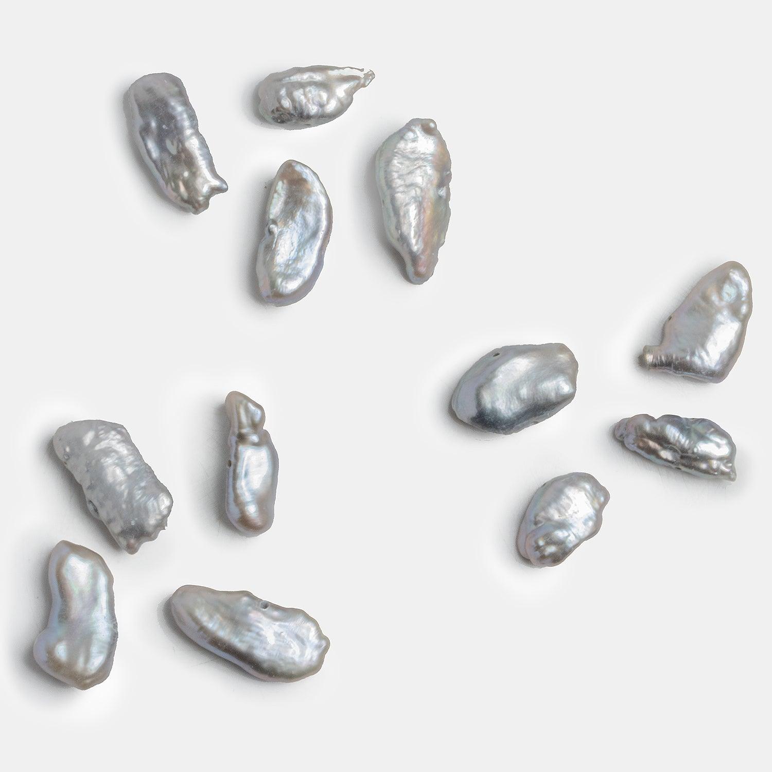 Silver Biwa Side Drilled Freshwater Pearl Focals - Set of 4 - The Bead Traders