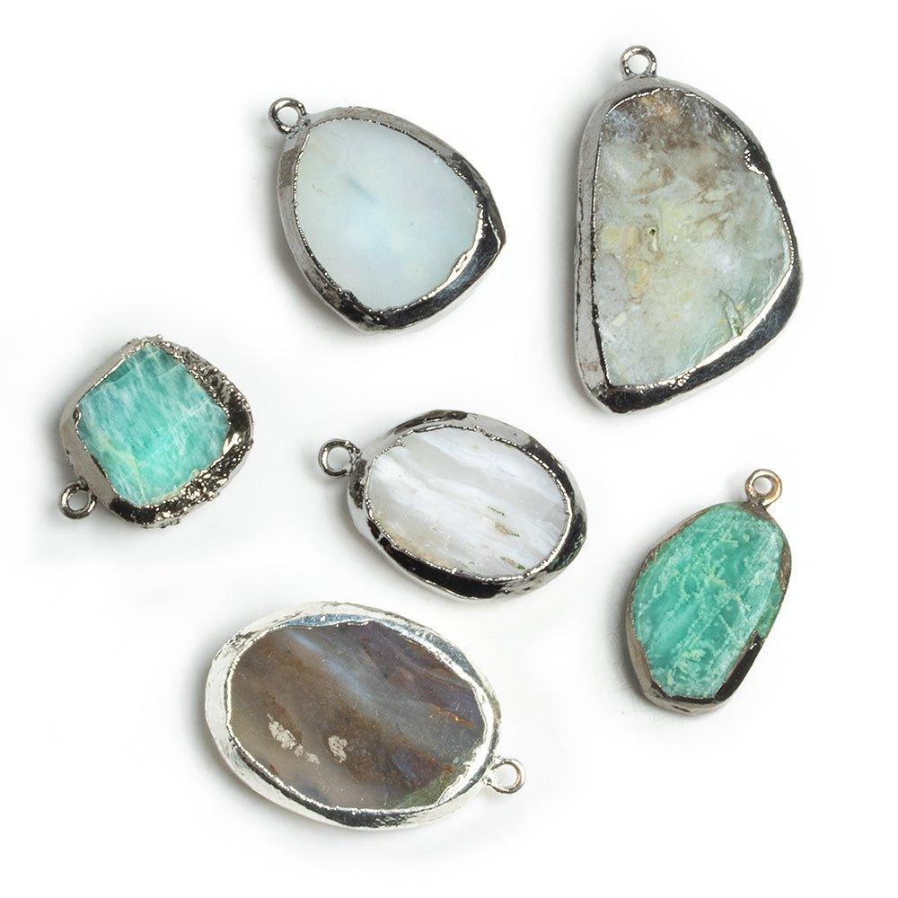 Silver & Black Gold Leafed Pendants - Lot of 6 - The Bead Traders