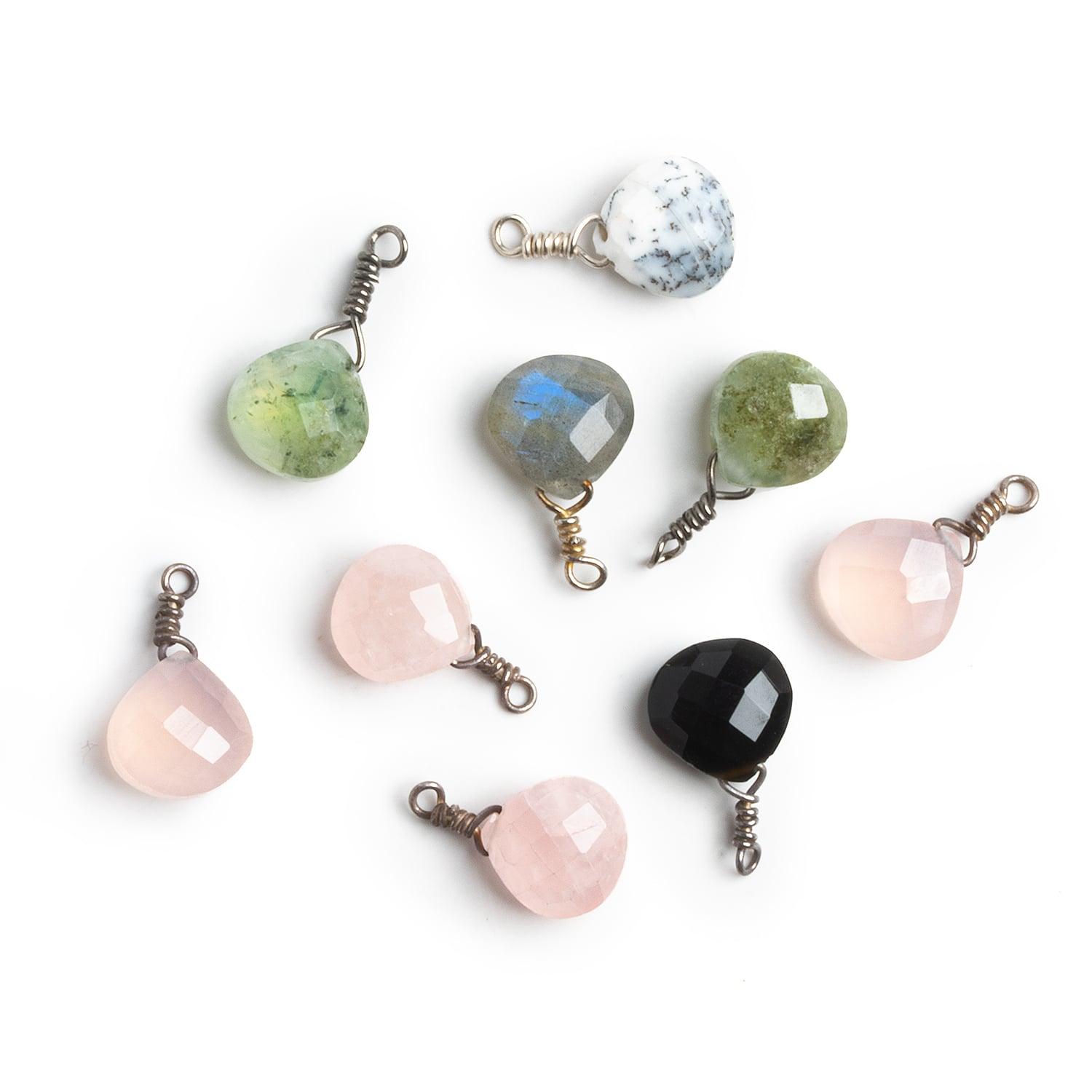 Silver & Black Gold Wire Wrapped Pendants - Mixed Lot of 9 - The Bead Traders