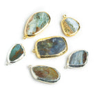 Silver & Gold Leafed Blue Peruvian Opal Pendants - Lot of 6 - The Bead Traders