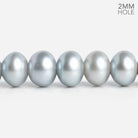 Silver Large Hole Button Freshwater Pearl 16 inch 49 pieces - The Bead Traders