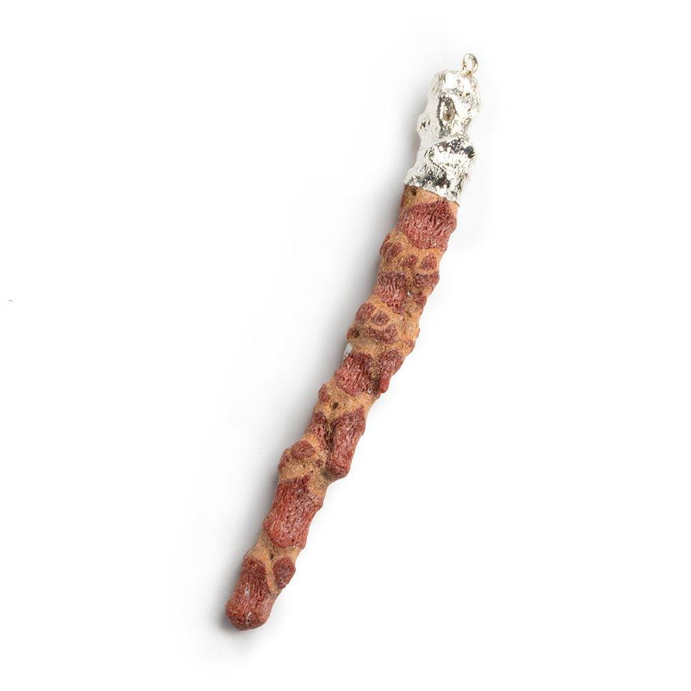 Silver Leaf Red Branch Coral Focal Pendant 1 piece - The Bead Traders