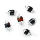 Silver Leafed Agate Barrel Connector 1 Piece - The Bead Traders