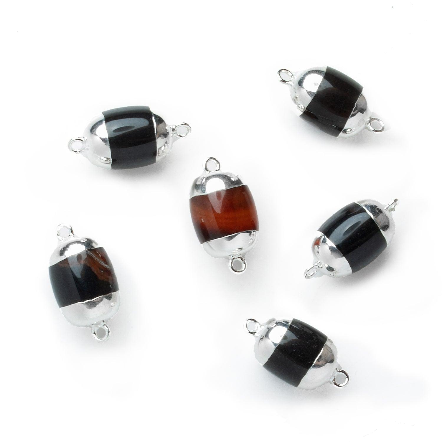 Silver Leafed Agate Barrel Connector 1 Piece - The Bead Traders