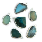 Silver Leafed Agate Pendants - Lot of 6 - The Bead Traders