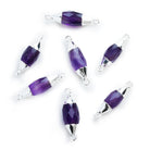 Silver Leafed Amethyst Barrel Marquise Connector 1 Piece - The Bead Traders