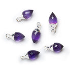 Silver Leafed Amethyst Barrel Marquise Pendant 1 Piece - The Bead Traders