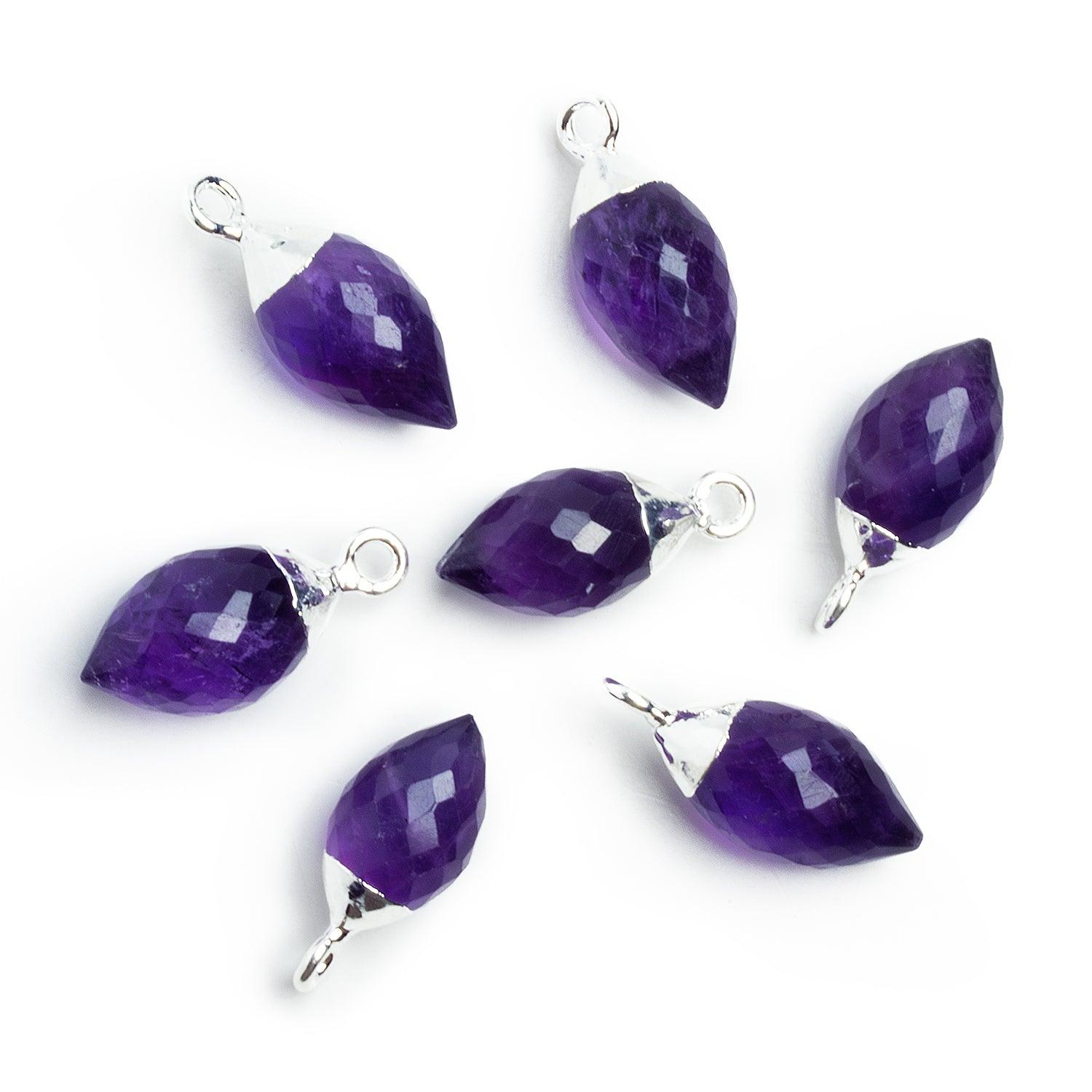 Silver Leafed Amethyst Barrel Marquise Pendant 1 Piece - The Bead Traders