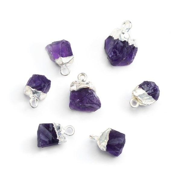 Silver Leafed Amethyst Natural Crystal Pendant 1 Piece