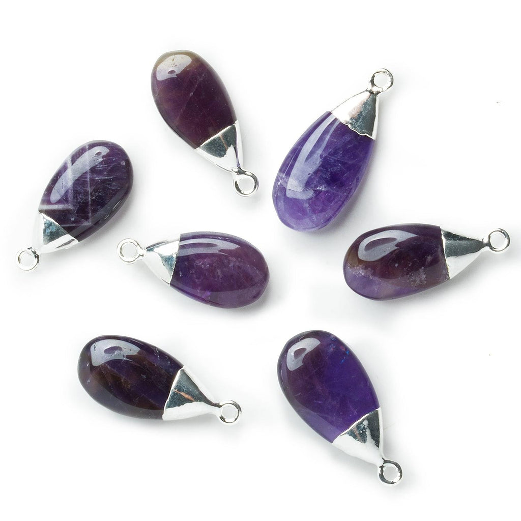 Silver Leafed Amethyst Pear Pendant 1 Piece - The Bead Traders