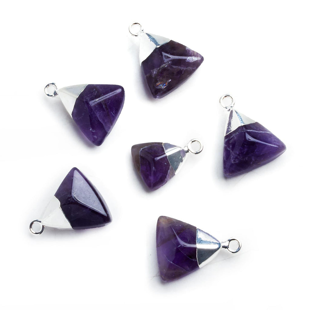 Silver Leafed Amethyst Triangle Pendant 1 Piece - The Bead Traders