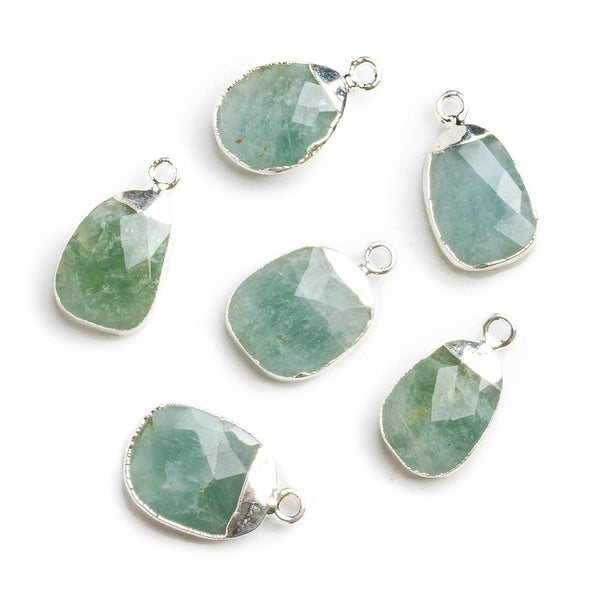 Silver Leafed Aquamarine Flat Nugget Pendant 1 Piece