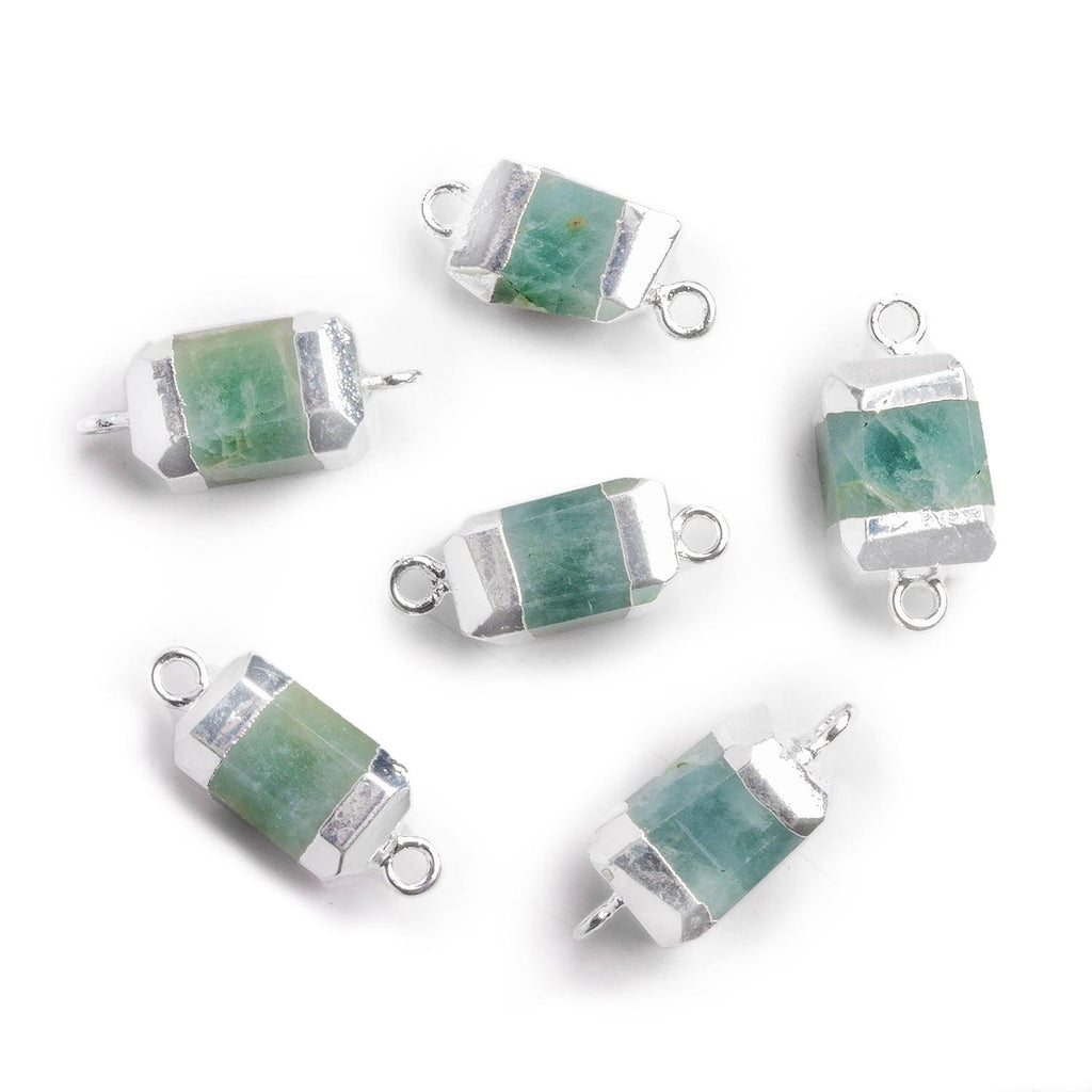 Silver Leafed Aquamarine Nugget Connector 1 Piece - The Bead Traders