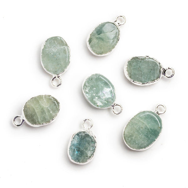 Silver Leafed Aquamarine Oval Pendant 1 Bead