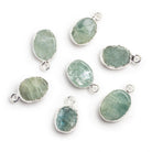 Silver Leafed Aquamarine Oval Pendant 1 Bead - The Bead Traders