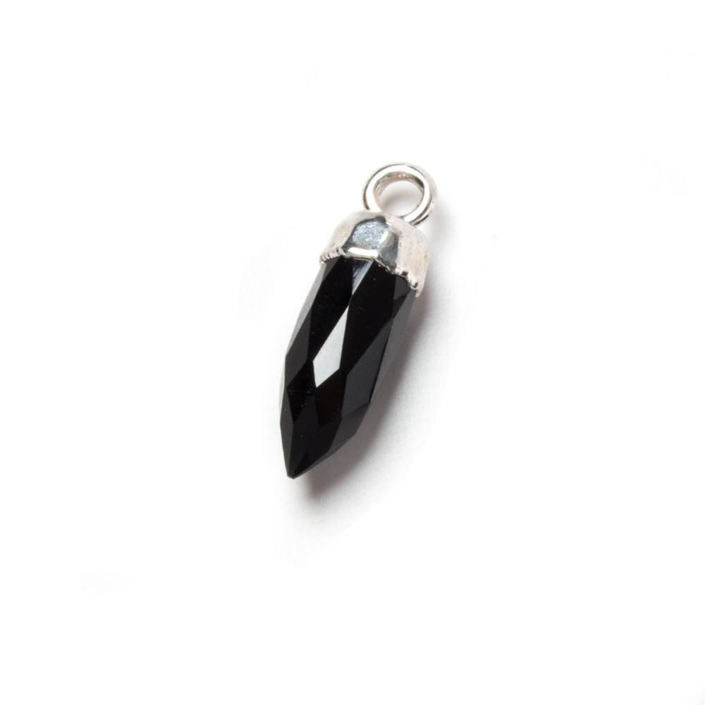 Silver Leafed Black Chalcedony Spike Pendant 1 piece - The Bead Traders