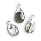 Silver Leafed Black Tourmalinated Quartz Pear Pendant 1 Bead - The Bead Traders