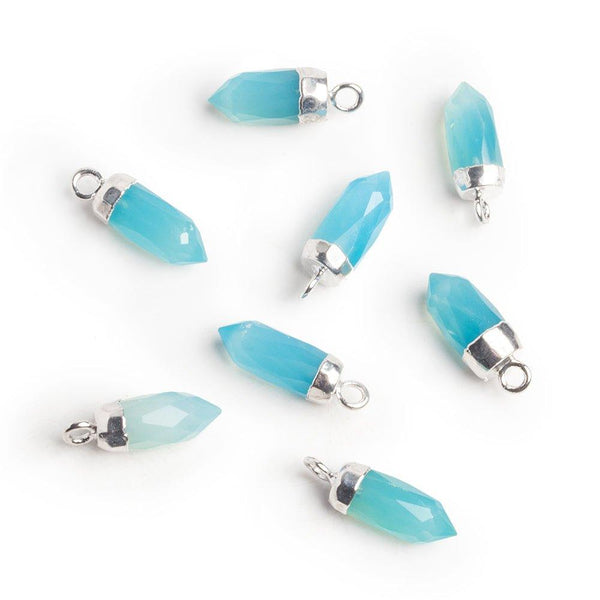 16x5mm Silver Leafed Blue Chalcedony Spike Pendant 1 Piece