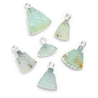 Silver Leafed Blue Peruvian Opal Carved Pendants - Lot of 6 - The Bead Traders