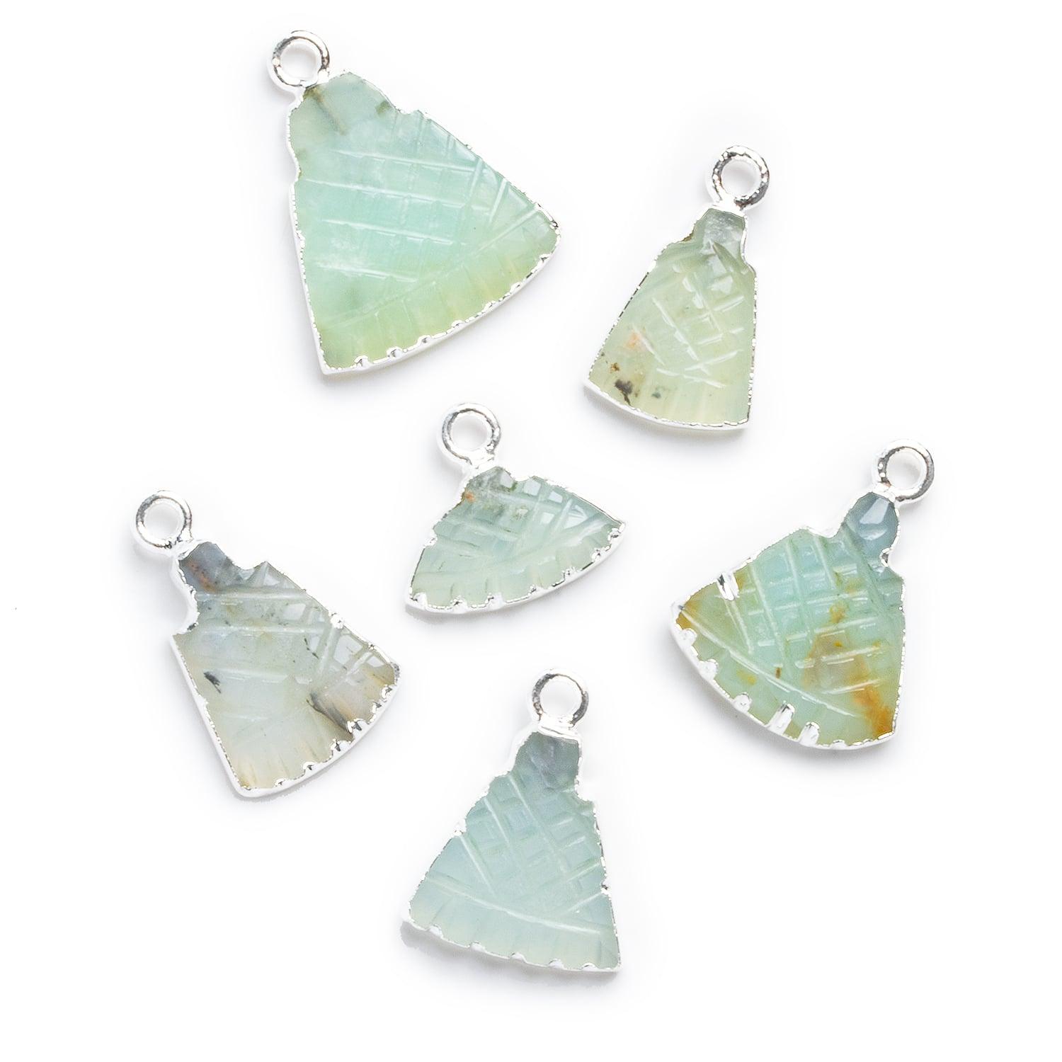 Silver Leafed Blue Peruvian Opal Carved Pendants - Lot of 6 - The Bead Traders
