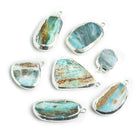 Silver Leafed Blue Peruvian Opal Connectors - Lot of 7 - The Bead Traders