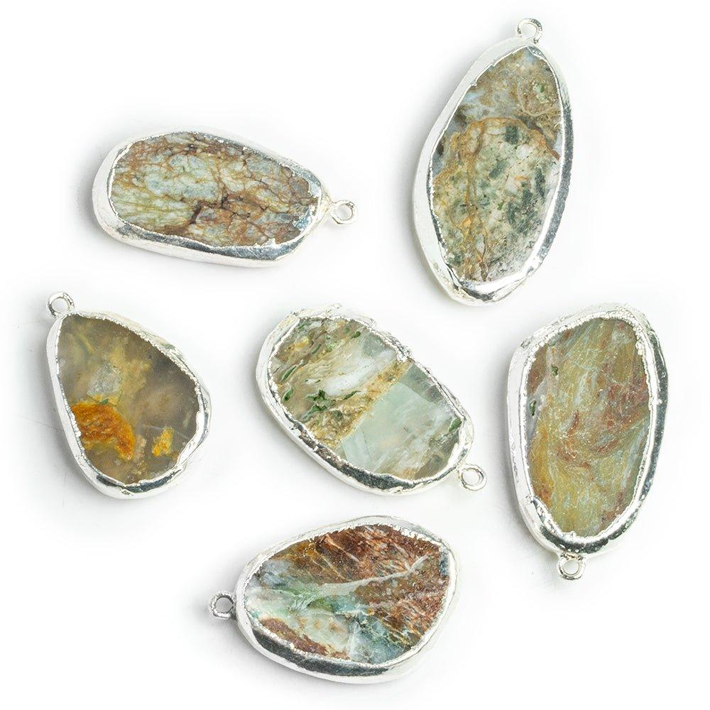 Silver Leafed Blue Peruvian Opal Pendants - Lot of 6 - The Bead Traders