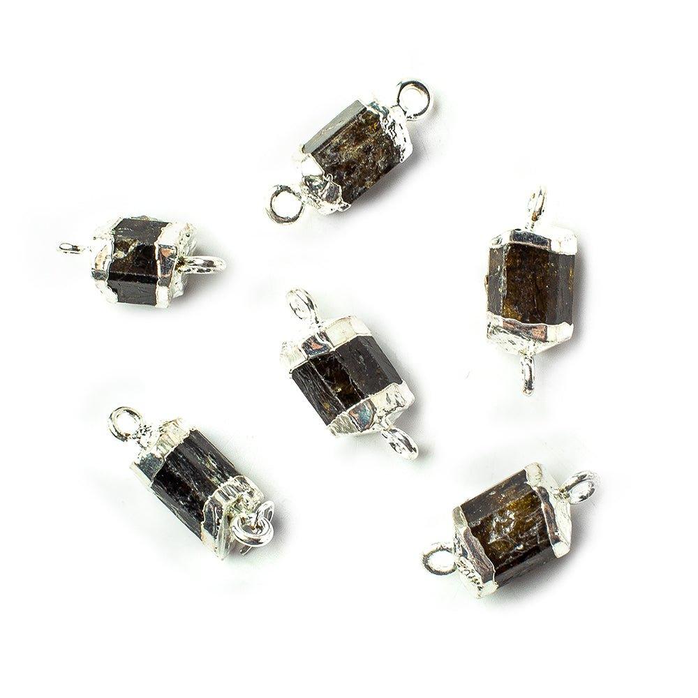 Silver Leafed Brown Tourmaline Connector 1 focal bead 10x9mm average - The Bead Traders
