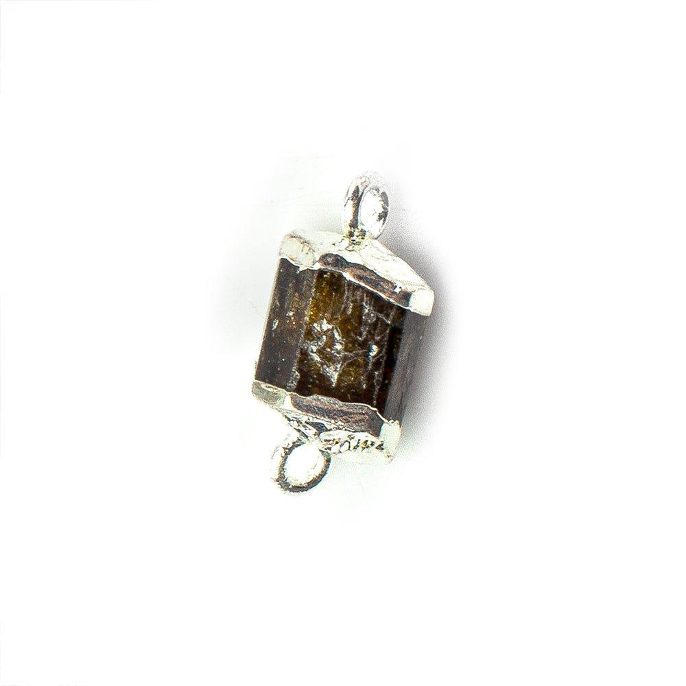 Silver Leafed Brown Tourmaline Connector 1 focal bead 10x9mm average - The Bead Traders